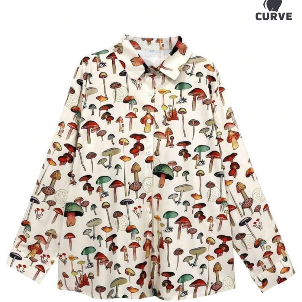 Mushroom Print Button Down Shirt
